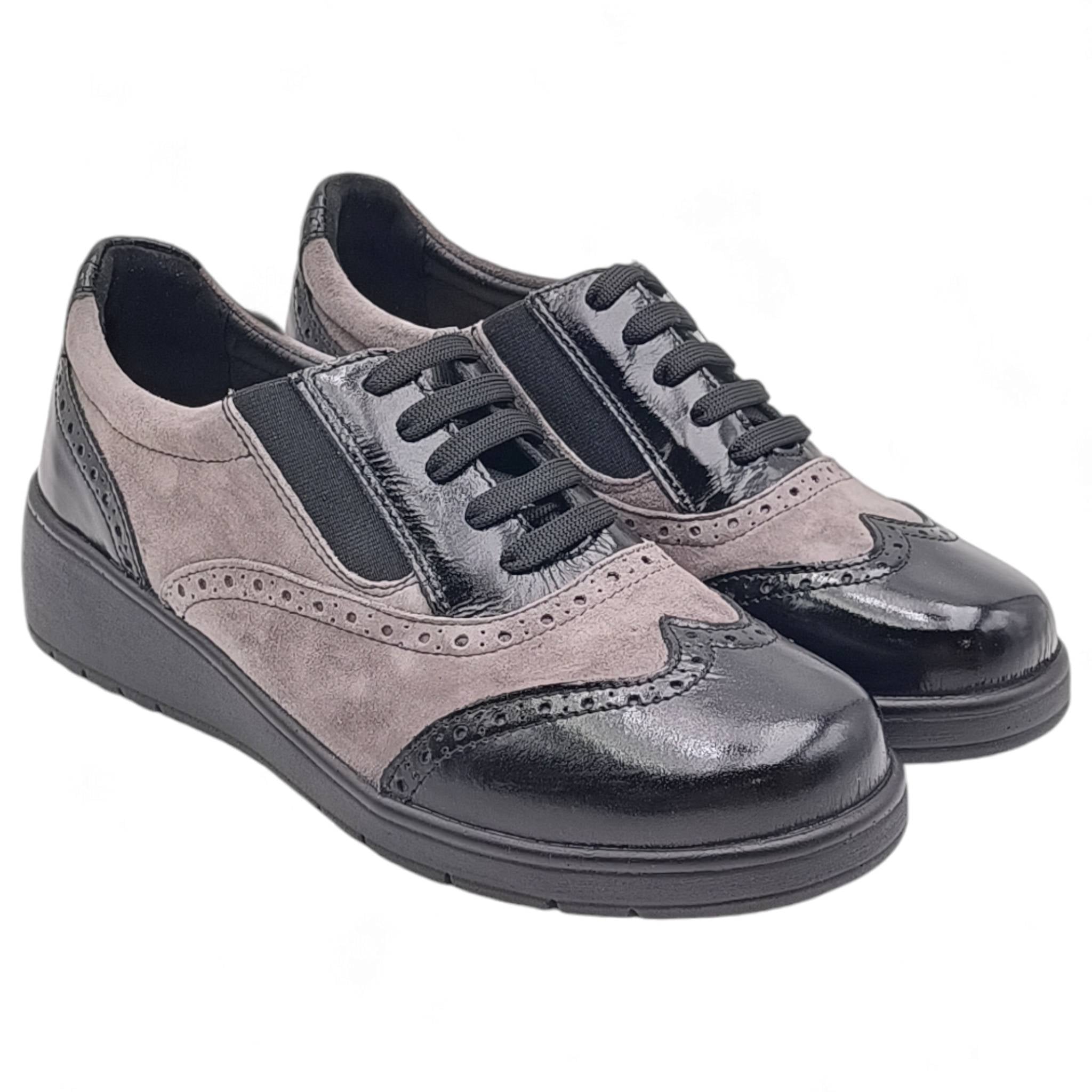 Sneaker Comfort Grunland NETA SC6128 Con Strap, In Materiali Naturali, Colore Nero