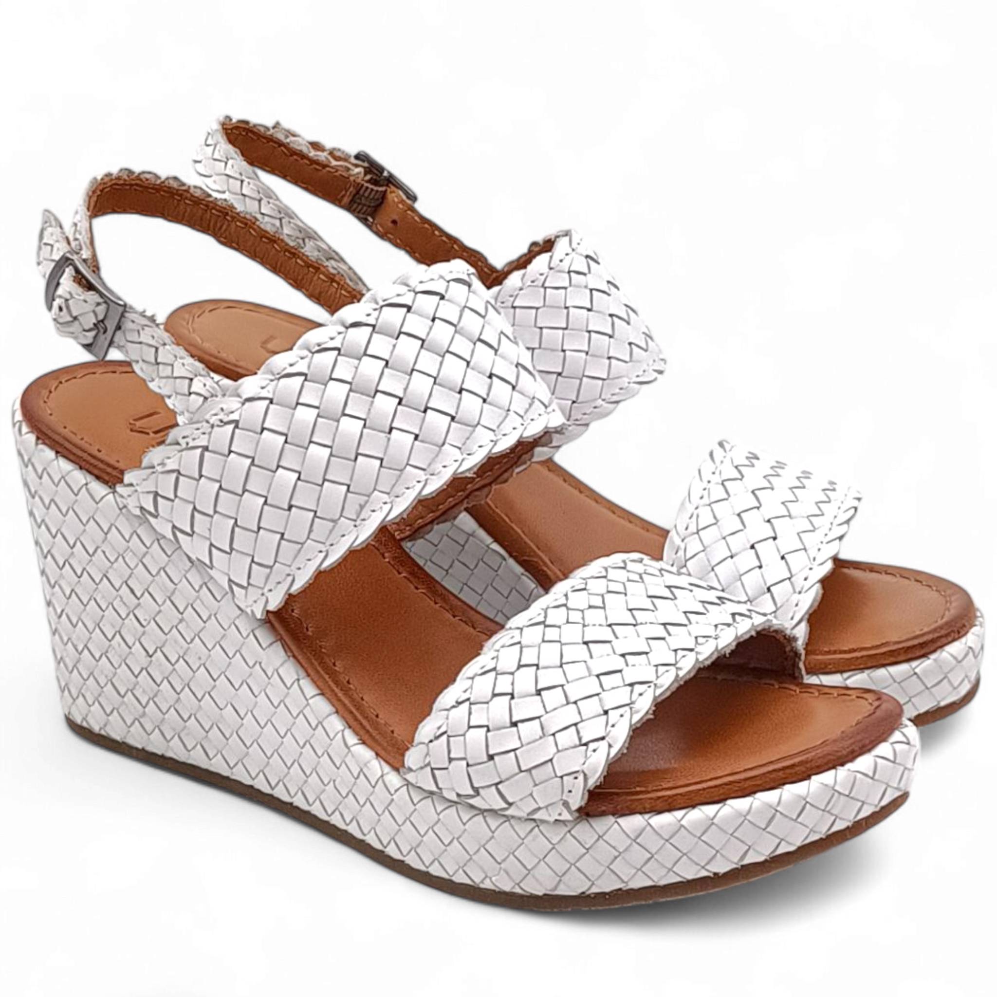 VEUVA Sandalo in pelle bianca con zeppa Donna VEUVA WD-319R13M1