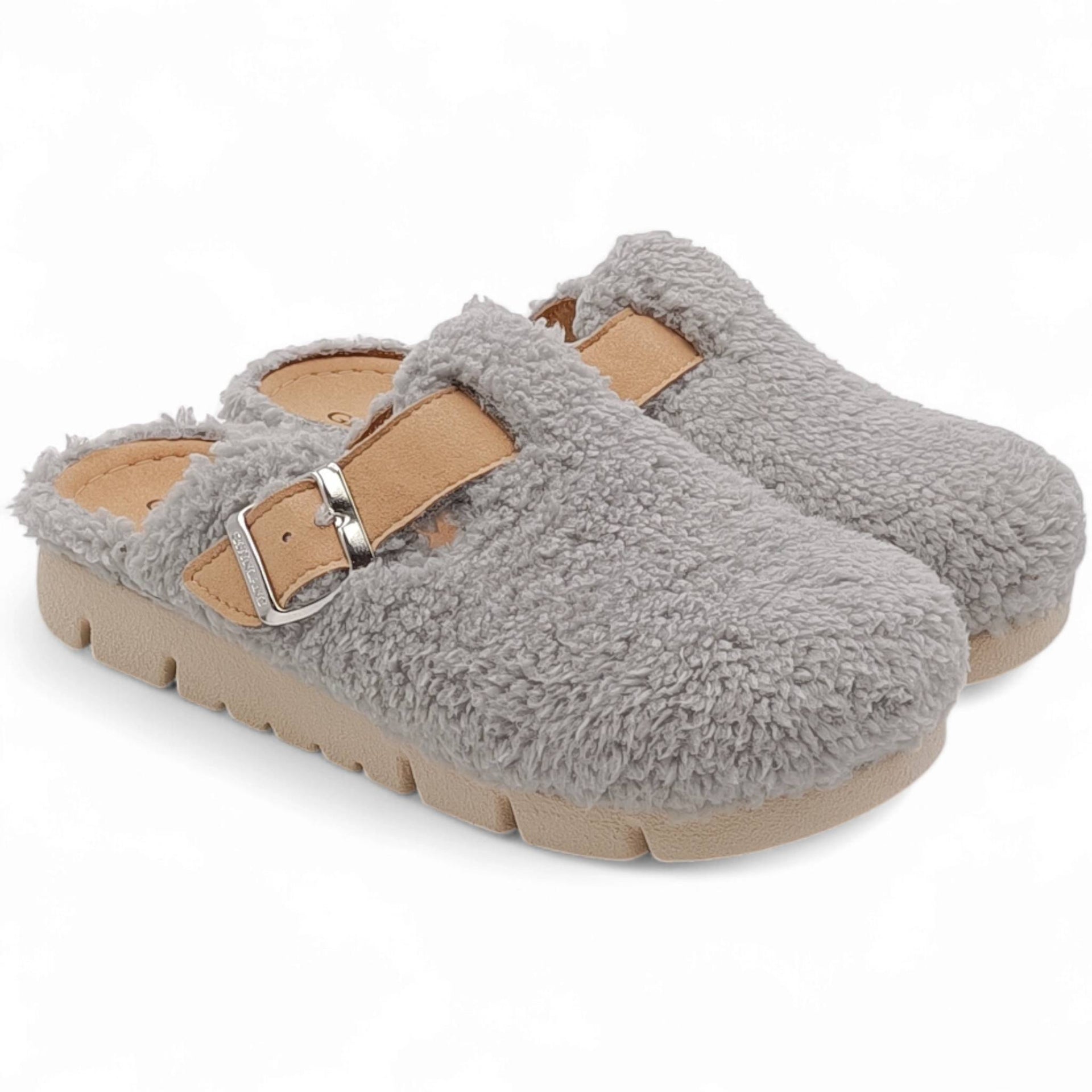Grunland Ciabatta Donna Gaby Ci1097 In Lana Grigio Asfalto | Suola In Gomma, Zeppa 4cm | Collezione Autunno Inverno 2016