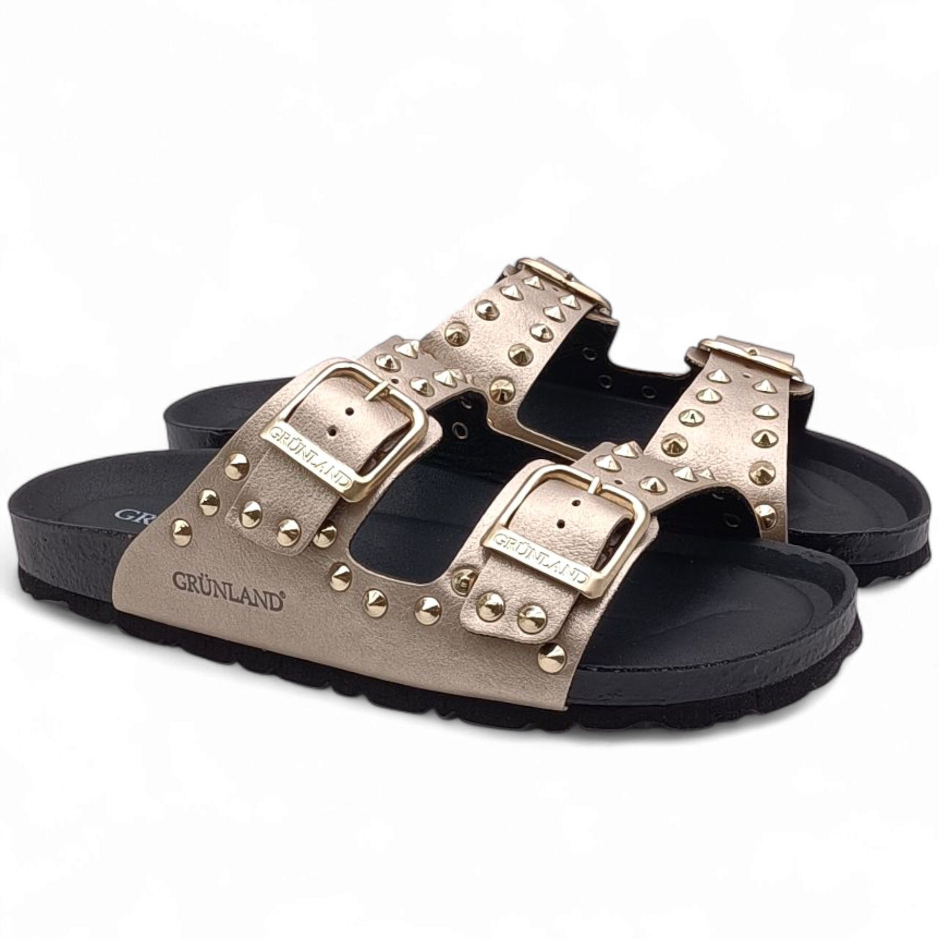 Ciabatte Donna Grunland Sara CB2469 In Pelle Color Platino - Suola In Sughero E Gomma, Altezza 3 Cm - 2