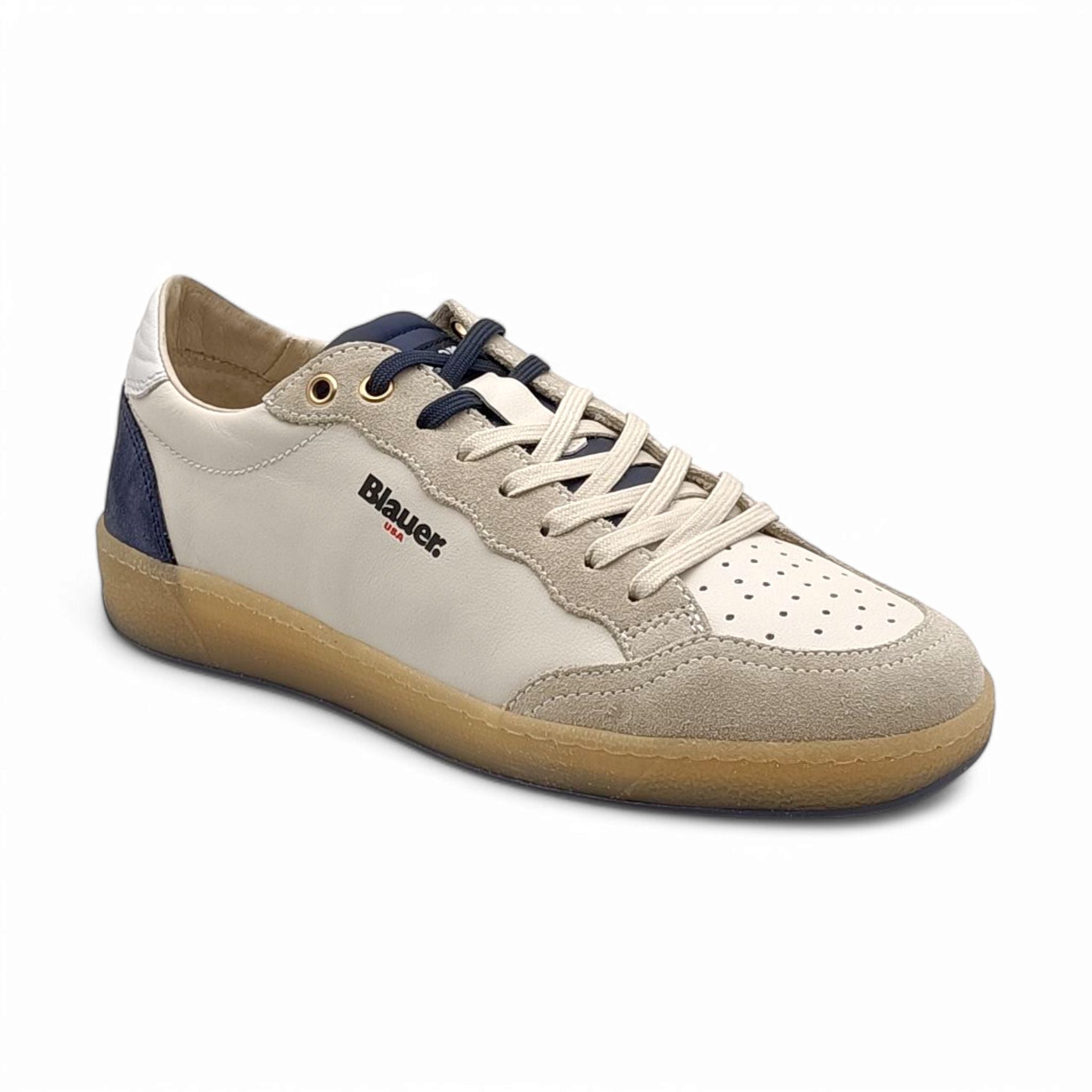 Blauer Sneakers Uomo S5RAY05KNI – Basse In Camoscio E Tessuto, Suola In Gomma, Chiusura Con Lacci (Medium)