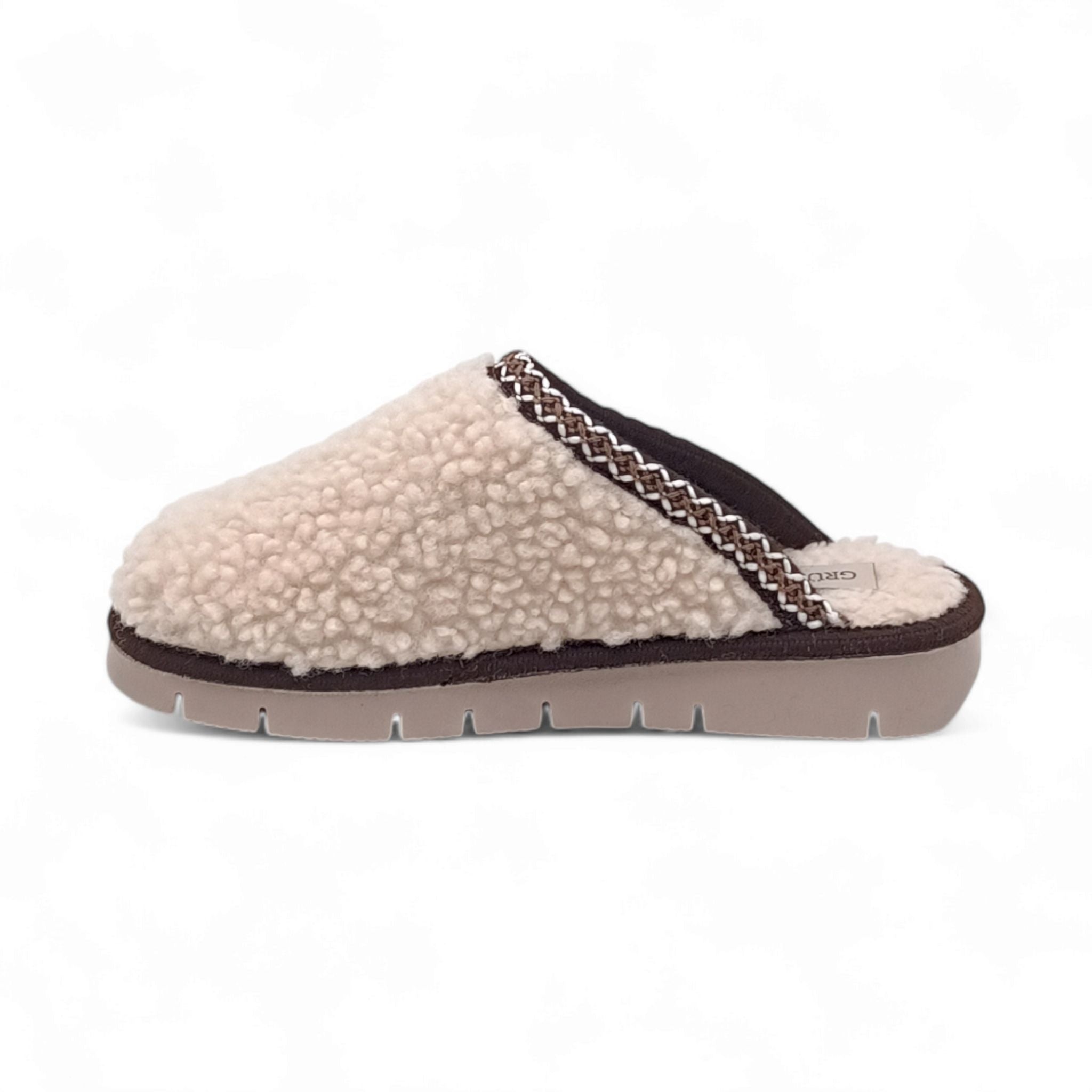 Grunland Ciabatte Donna In Feltro Di Vera Lana RAMA | Beige-Verde, Taglia 37 | Calde, Morbide Ed Ecologiche